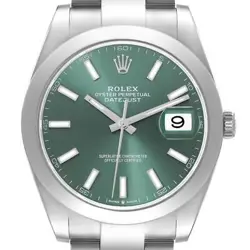 ROLEX DATEJUST 41 MINT GREEN DIAL STEEL MENS WATCH 126300