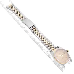 ROLEX DATEJUST 36 STEEL YELLOW GOLD CHAMPAGNE TAPESTRY DIAL MENS WATCH 16233