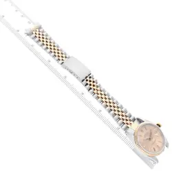 ROLEX DATEJUST 36 STEEL YELLOW GOLD CHAMPAGNE TAPESTRY DIAL MENS WATCH 16233
