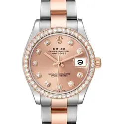 ROLEX DATEJUST 31 MIDSIZE STEEL ROSE GOLD DIAMOND WATCH 278381 BOX CARD