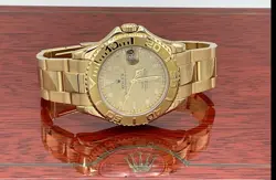 Rolex Yacht-Master 18k Yellow Gold 35mm Midsize 168628 Watch Box Books Serviced