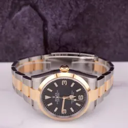 Rolex Mens Explorer 36mm 18K Gold/Steel Watch Oyster Smooth Black Dial 124273