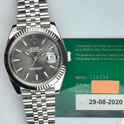 41MM ROLEX DATEJUST STAINLESS STEEL 18K WHITE GOLD FLUTED BEZEL JUBILEE BRACELET