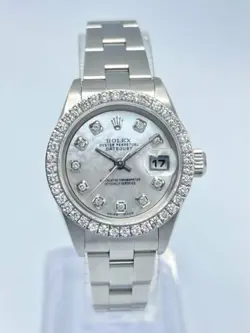 ROLEX DATEJUST LADIES 26MM 79240 PEARL MOP DIAMOND DIAL DIAMOND BEZEL BOX