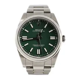 ROLEX OYSTER PERPETUAL GREEN AUTOMATIC WATCH STAINLESS STEEL 41