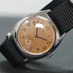 Rolex Salmon Dial Mens Vintage Cushion Military Sub-dial Watch Working