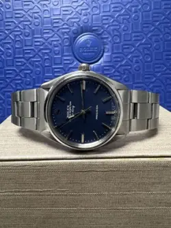 MENS ROLEX OYSTER PERPETUAL AIR-KING STAINLESS STEEL BLUE DIAL 34MM WATCH