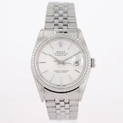 ROLEX OYSTER PERPETUAL DATEJUST 36MM SILVER DIAL STAINLESS STEEL MEN'S WATCH