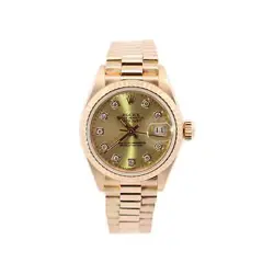 ROLEX DATEJUST 26MM CHAMPAGNE DIAMOND DIAL WATCH 69178 YG
