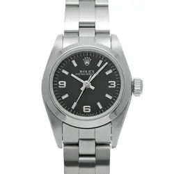 USED ROLEX OYSTER PERPETUAL 67180 BLACK CASE: 24×24MM LADIES WATCH #11131
