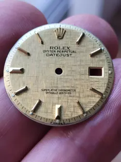 ROLEX 100% GENUINE 36 MM NON QUICK SET 1601 DIAL GOLD LINEN PATTERNS