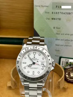 ROLEX EXPLORER II 16570 40MM WHITE DIAL STAINLESS STEEL BOX PAPERS