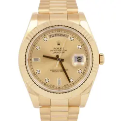 MINT PAPERS ROLEX DAY-DATE II 41MM CHAMPAGNE DIAMOND 18K GOLD WATCH 218238 BOX