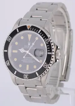VINTAGE Rolex Submariner Date Steel Black Matte 40mm Pumpkin Patina 16800 Watch