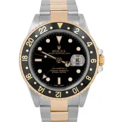 MINT ROLEX GMT-MASTER II BLACK 18K YELLOW GOLD STAINLESS STEEL 40MM WATCH 16713