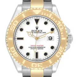 ROLEX YACHTMASTER STEEL YELLOW GOLD WHITE DIAL MENS WATCH 16623 BOX CARD