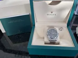 ROLEX OYSTER PERPETUAL 39MM RHODIUM STAINLESS  AUTOMATIC WATCH 114300