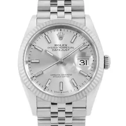 ROLEX DATEJUST 36 126234 SILVER BAR 5 ROWS JUBILEE BRACELET RANDOM NUMBER SE...
