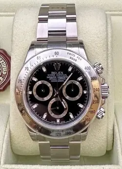 2008 ROLEX DAYTONA STAINLESS STEEL BLACK DIAL 116520 UNWORN NOS FULL STICKERS