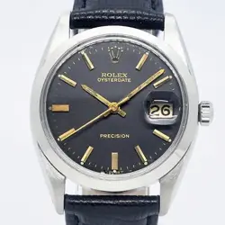 ROLEX 6694 BLACK DIAL OYSTERDATE PRECISION 34MM WATCH
