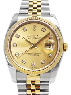 USED ROLEX DATEJUST 116233G GOLD CASE: 36MM BAND: 16.5CM MEN'S WATCH #11185