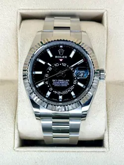 2023 ROLEX SKY-DWELLER 42MM 326934 STAINLESS STEEL OYSTER BLACK DIAL