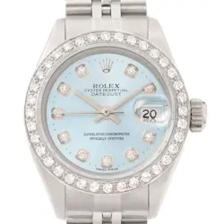 ROLEX LADIES DATEJUST 18K GOLD & STEEL ICE BLUE DIAMOND WATCH W/ JUBILEE BAND