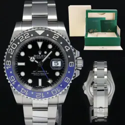 2016 MINT ROLEX GMT MASTER II 116710 BLNR STEEL CERAMIC BATMAN BLUE BLACK WATCH