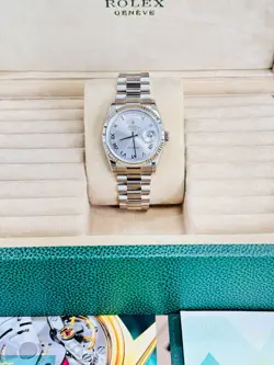 Rolex President Day Date 36mm 118239 Silver Roman Dial 18k White Gold Watch 2001