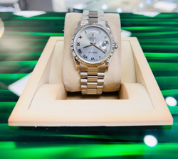 Rolex President Day Date 36mm 118239 Silver Roman Dial 18k White Gold Watch 2001