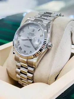 Rolex President Day Date 36mm 118239 Silver Roman Dial 18k White Gold Watch 2001