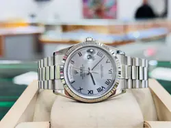 Rolex President Day Date 36mm 118239 Silver Roman Dial 18k White Gold Watch 2001