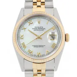 ROLEX DATEJUST 16233NR WHITE SHELL ROME A NUMBER SECOND HAND MENS
