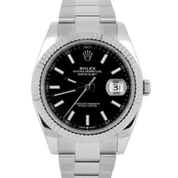 MINT PAPERS ROLEX DATEJUST 41MM BLACK 18K GOLD STEEL FLUTED OYSTER 126334 BOX