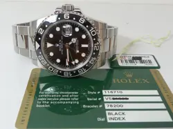 Rolex SS GMT Master II ceramic 116710 116710LN Oyster band with box/card