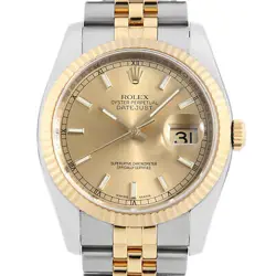 ROLEX DATEJUST 116233 CHAMPAGNE GOLD BAR 5 ROWS JUBILEE BRACELET Z NUMBER SE...