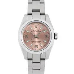 ROLEX OYSTER PERPETUAL 176200 PINK 369 WHITE BAR V NUMBER SECOND HAND WOMEN