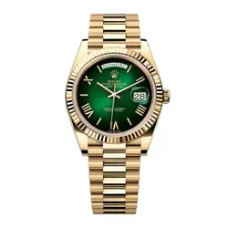 ROLEX DAY-DATE 40 WATCH 40MM GREEN ROMAN NUMERALS DIAL YELLOW GOLD 228238