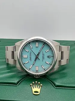 ROLEX OYSTER PERPETUAL 41MM 124300 CUSTOM TURQUOISE DIAL BOX & PAPERS   ORIGINAL