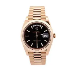 ROLEX DAY-DATE 40MM BLACK DIAL WATCH 228238 YG