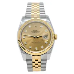 ROLEX DATEJUST 36MM CHAMPAGNE DIAL WATCH 116233 YG