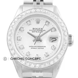 ROLEX LADIES DATEJUST 18K WHITE GOLD & STAINLESS STEEL WHITE DIAMOND DIAL WATCH