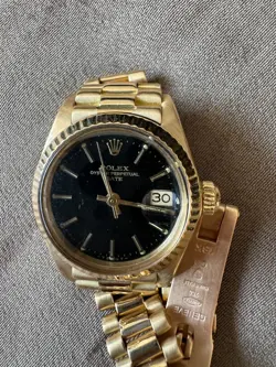 ROLEX LADY-DATEJUST, JUBILEE BRACELET, BLACK DIAL, YELLOW GOLD, 6917