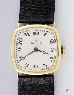 1923 Fine Rolex 18k Gold Cushion 15 jewels Wrist Watch