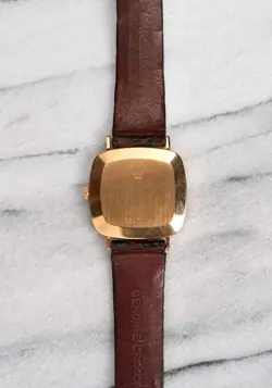 Vintage Rolex Cellini Tank 4084 70s Manual Wind 18K Yellow Gold Red Dial