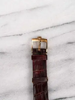 Vintage Rolex Cellini Tank 4084 70s Manual Wind 18K Yellow Gold Red Dial