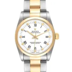 ROLEX MIDSIZE 31 STEEL YELLOW GOLD WHITE DIAL LADIES WATCH 67483