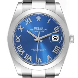 ROLEX DATEJUST 41 BLUE ROMAN DIAL STEEL MENS WATCH 126300