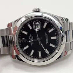 ROLEX DATEJUST II 41 MM BLACK DIAL OYSTER STEEL AUTOMATIC WATCH 116300