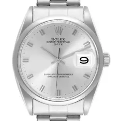 ROLEX DATE SILVER DIAL VINTAGE STEEL MENS WATCH 1500